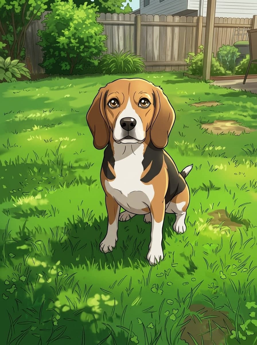 Beagle en personnage d’anime