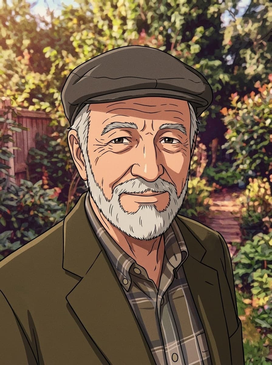 Le grand-père en anime rétro des années 90