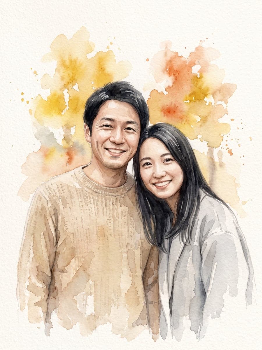 Couple in a park, watercolor