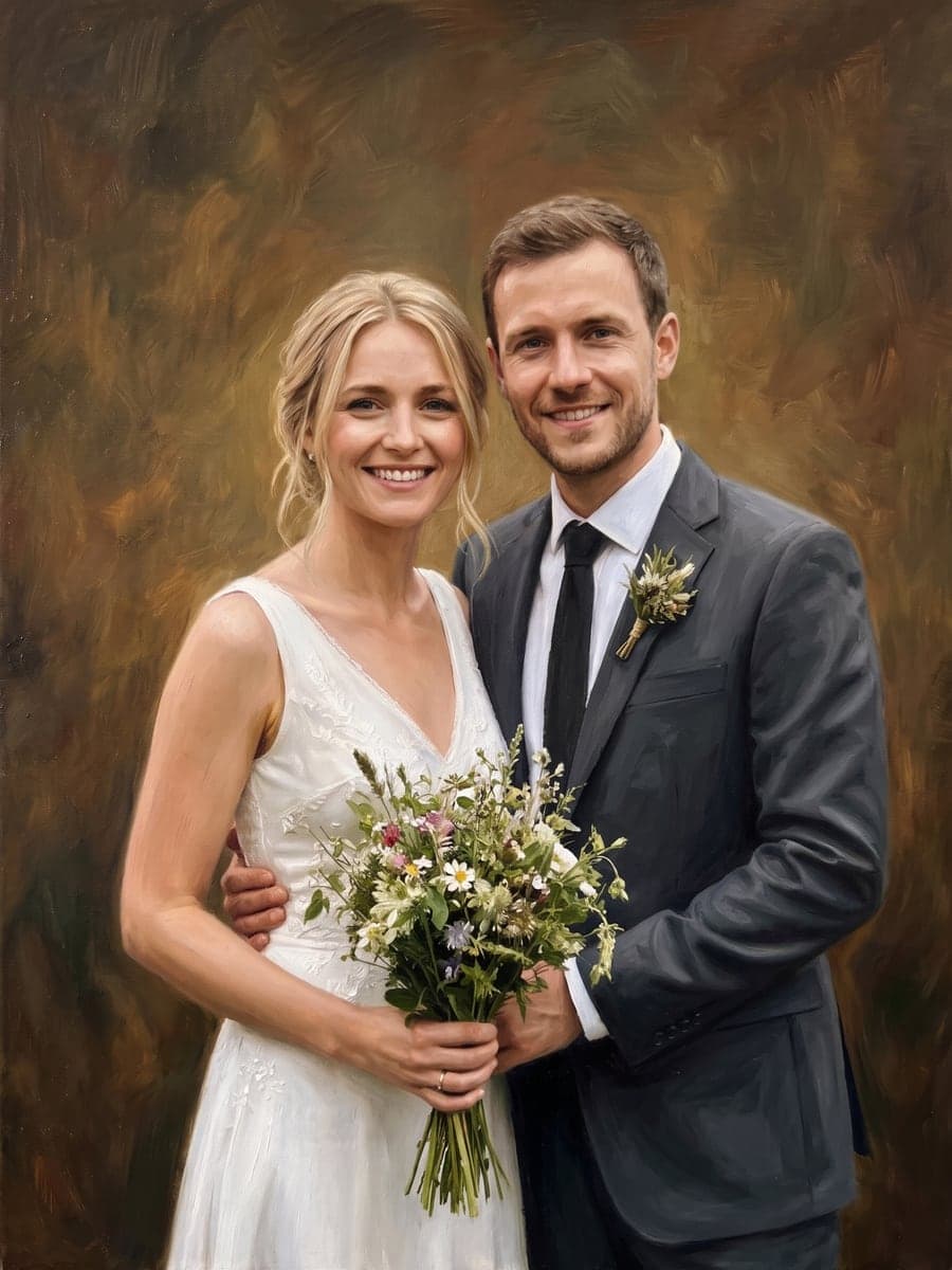 Wedding couple, classic oil