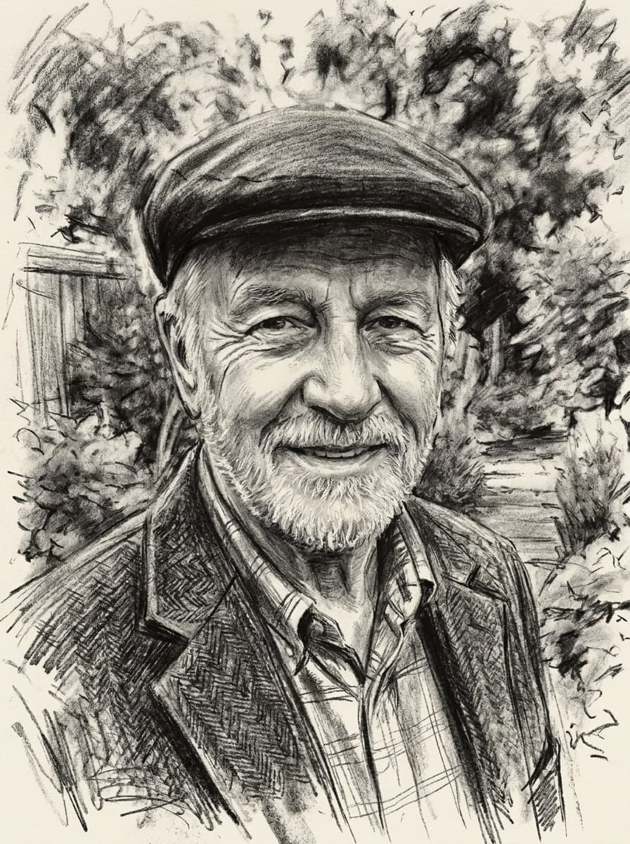 Портрет дедушки углём
