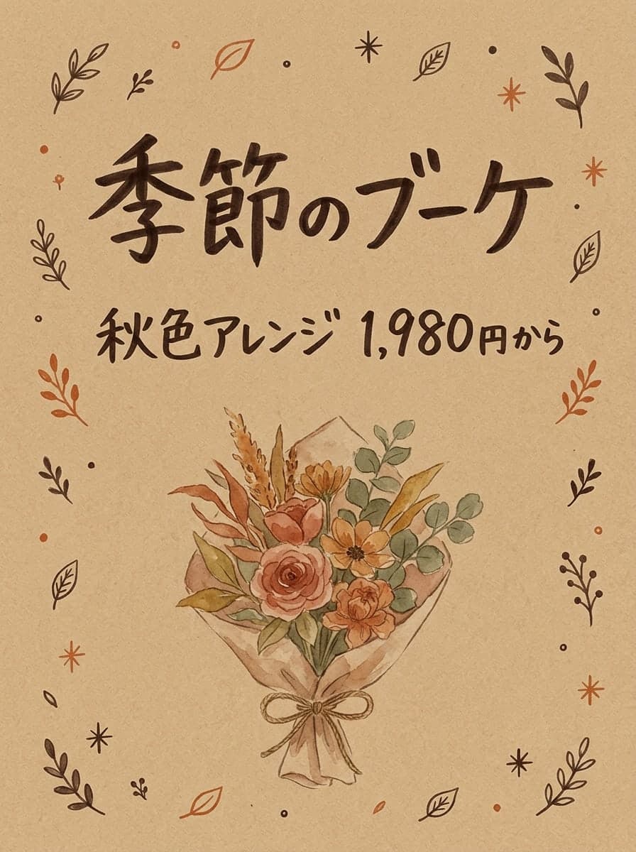 おしゃれクラフト: 「季節のブーケ」 · 「秋色アレンジ 1,980円から」