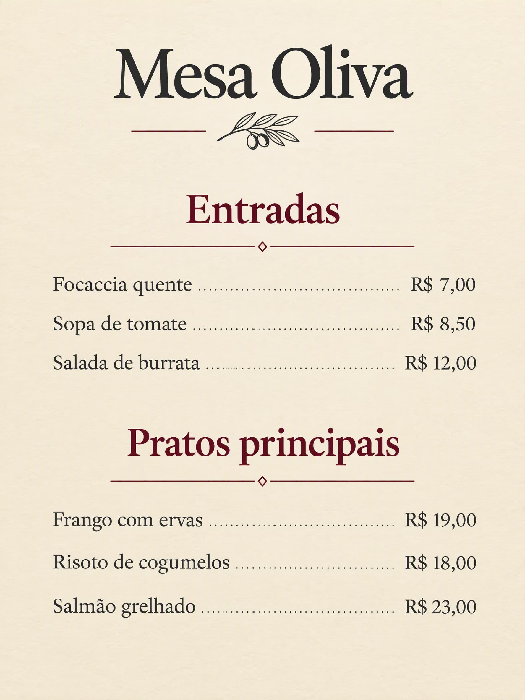 A4 de uma página