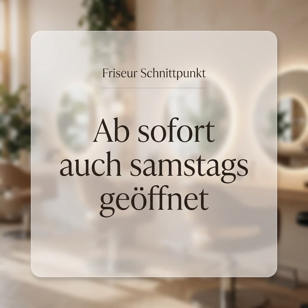 Ankündigung: „Friseur Schnittpunkt“ · „Ab sofort auch samstags geöffnet“