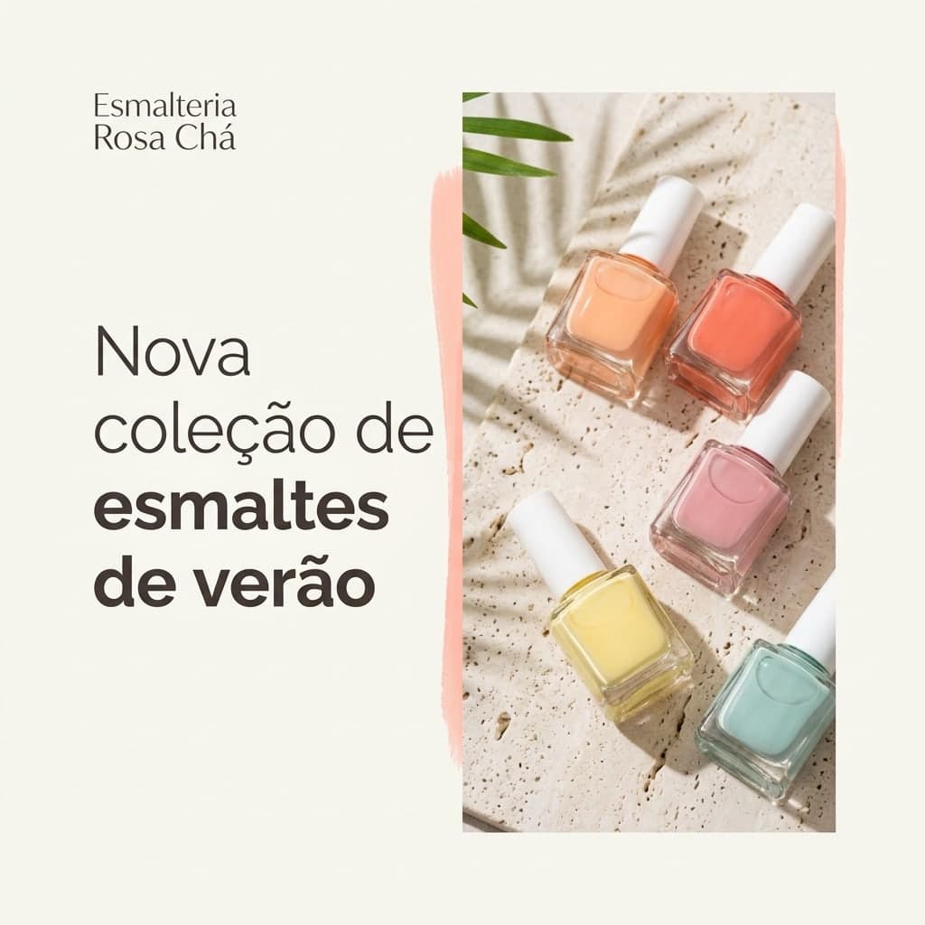 Novidade: “Esmalteria Rosa Chá” · “Nova coleção de esmaltes de verão”