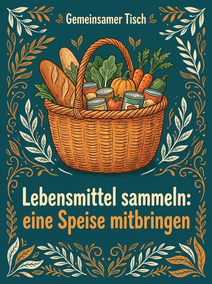 Gemeinsame Lebensmittelsammlung: „Gemeinsamer Tisch“ · „Lebensmittel sammeln: eine Speise mitbringen“