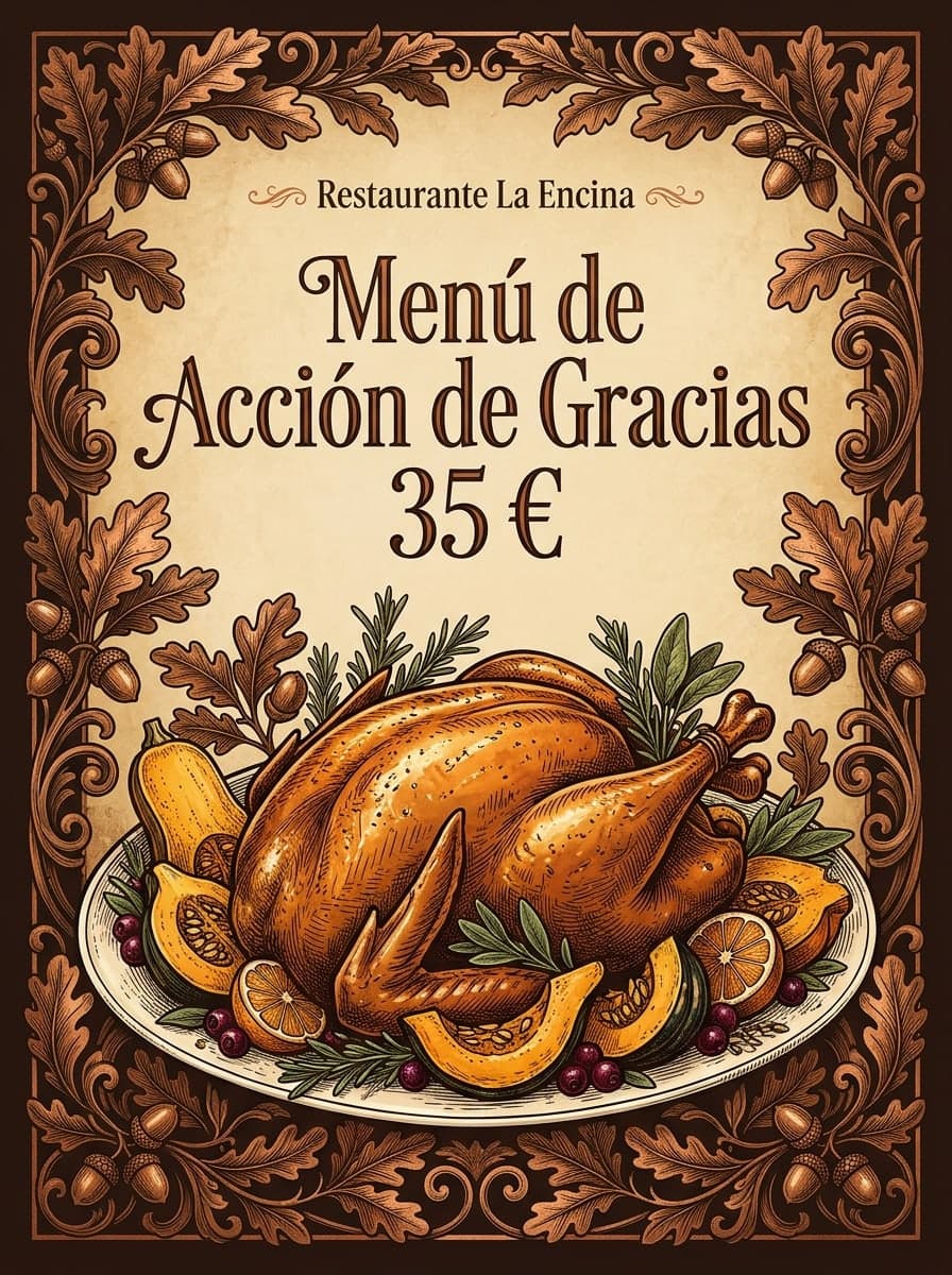 Cena en restaurante: «Restaurante La Encina» · «Menú de Acción de Gracias 35 €»