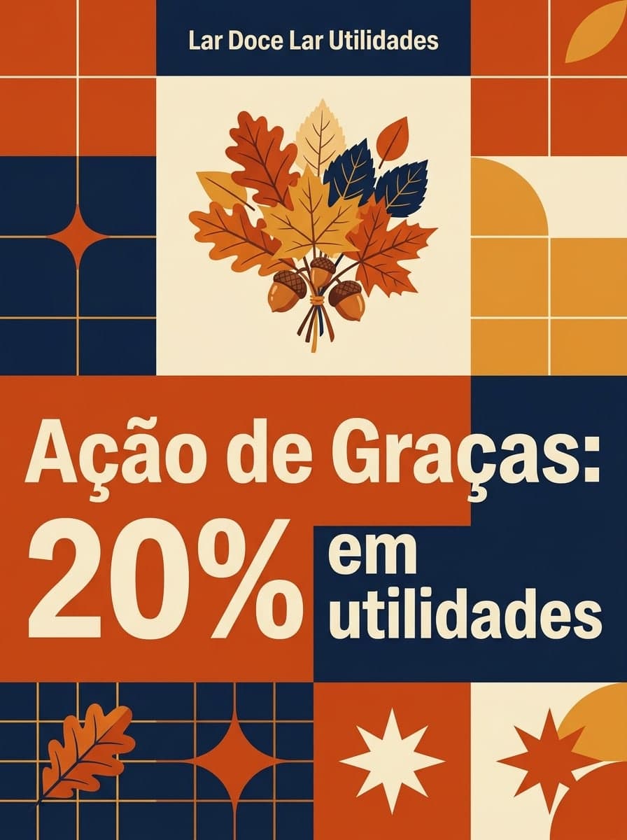 Oferta de Ação de Graças: “Lar Doce Lar Utilidades” · “Ação de Graças: 20% em utilidades”