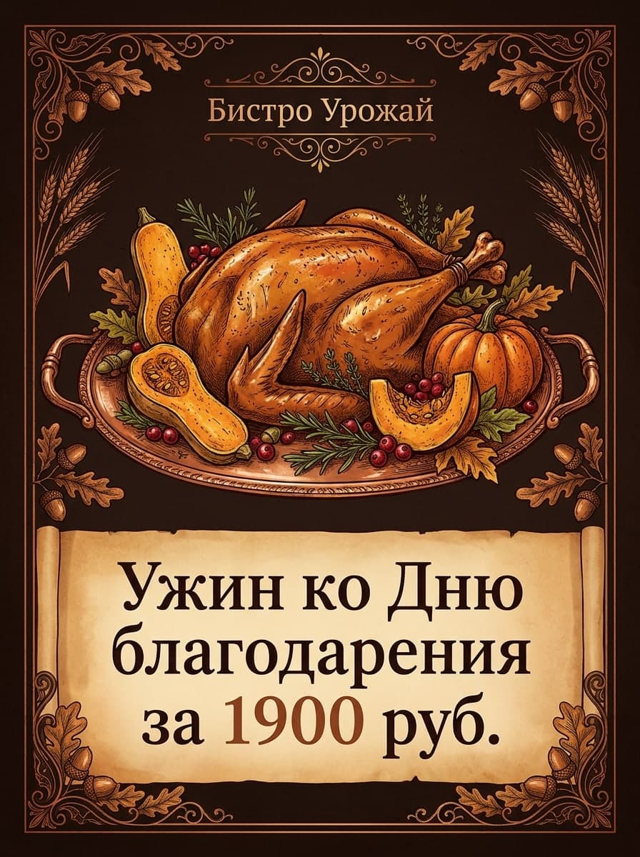 Ужин в ресторане: “Бистро Урожай” · “Ужин ко Дню благодарения за 1900 руб.”