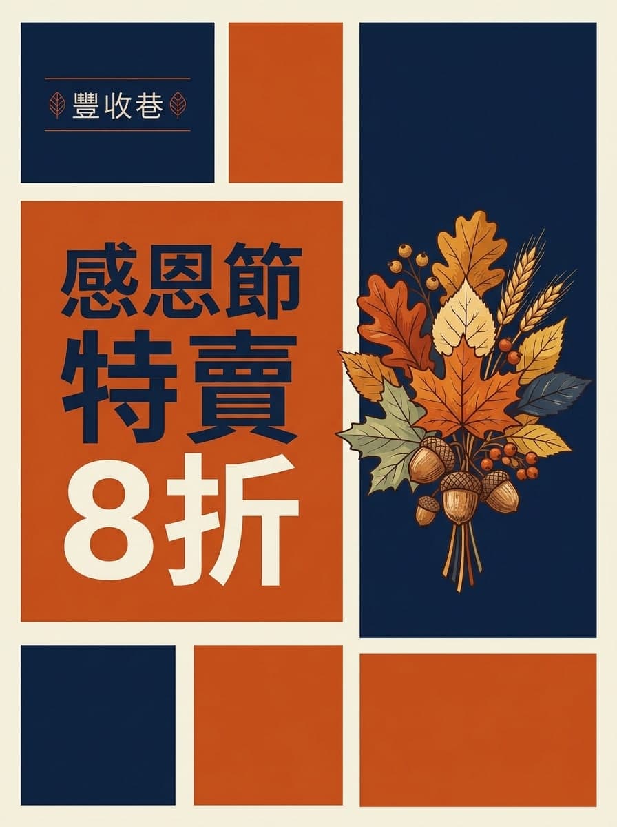 感恩節特賣: “豐收巷” · “感恩節特賣 8折”