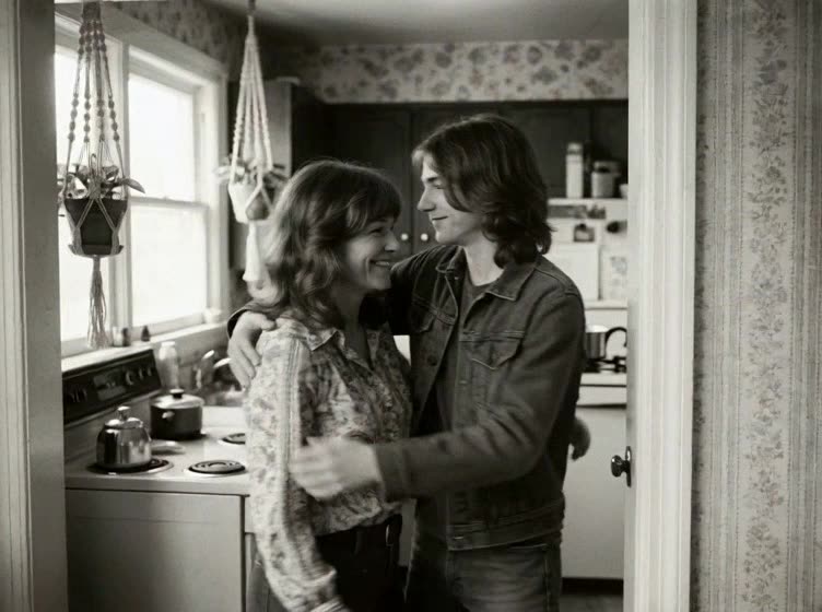 AI Hug Generator · Mother and son, 1970s print
