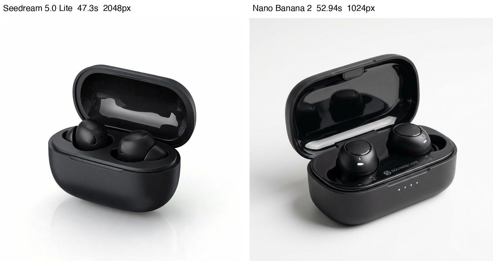 Earbuds case product photo from both models